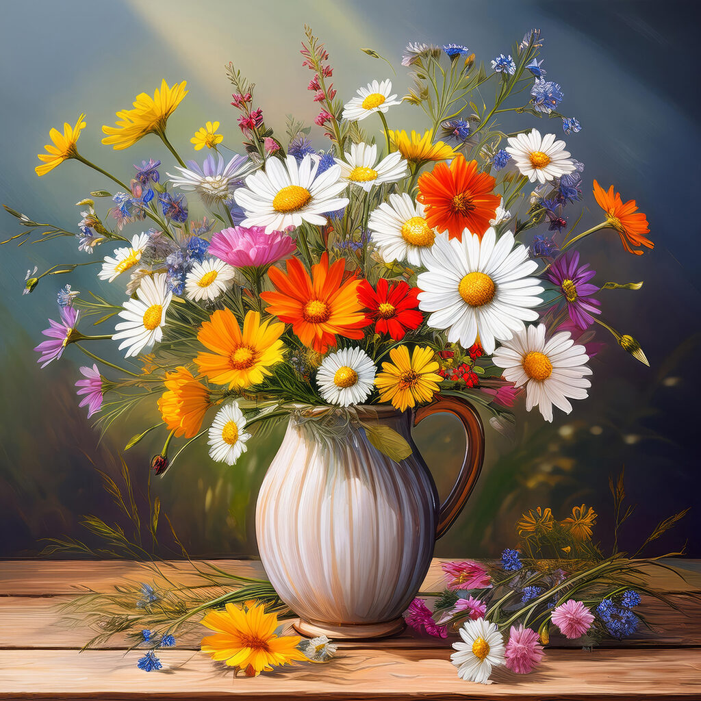 Painting of a vase of flowers