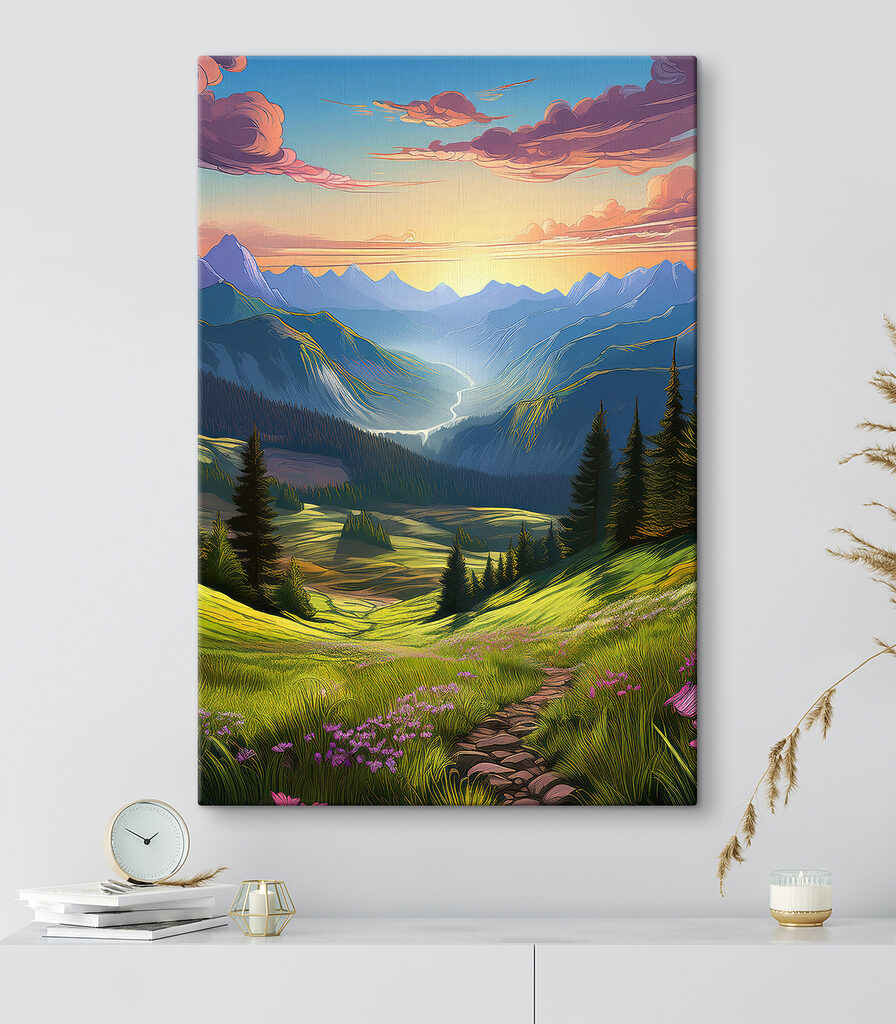 Landscape of mountains and trees