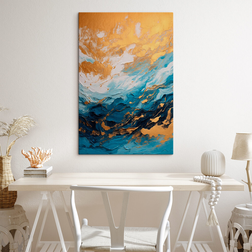 Azure currents meet amber shores