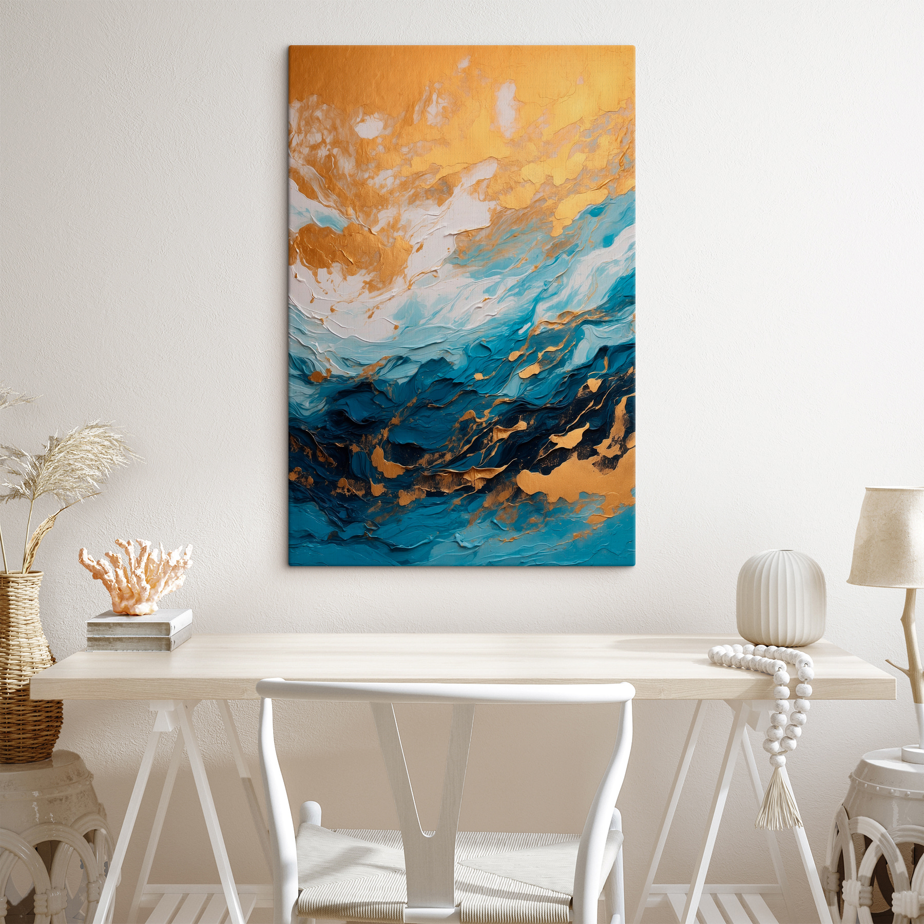 Azure currents meet amber shores