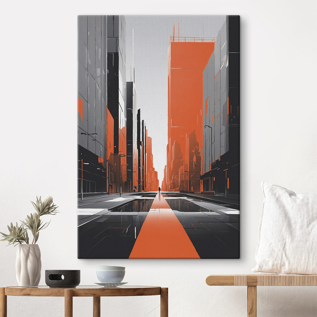 Person walking on a street with tall buildings Person walking on a street with tall buildings