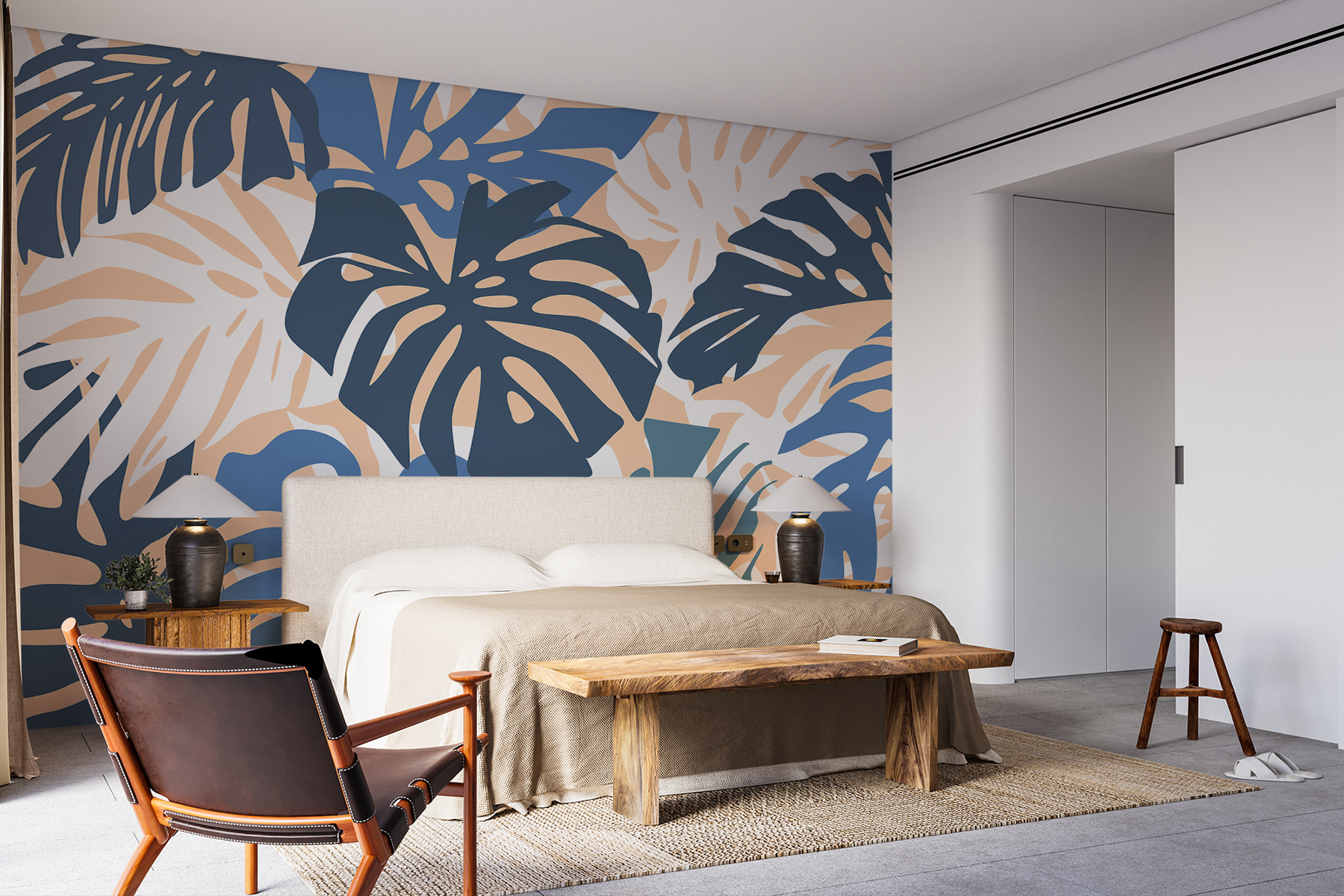 Blue and white leaves