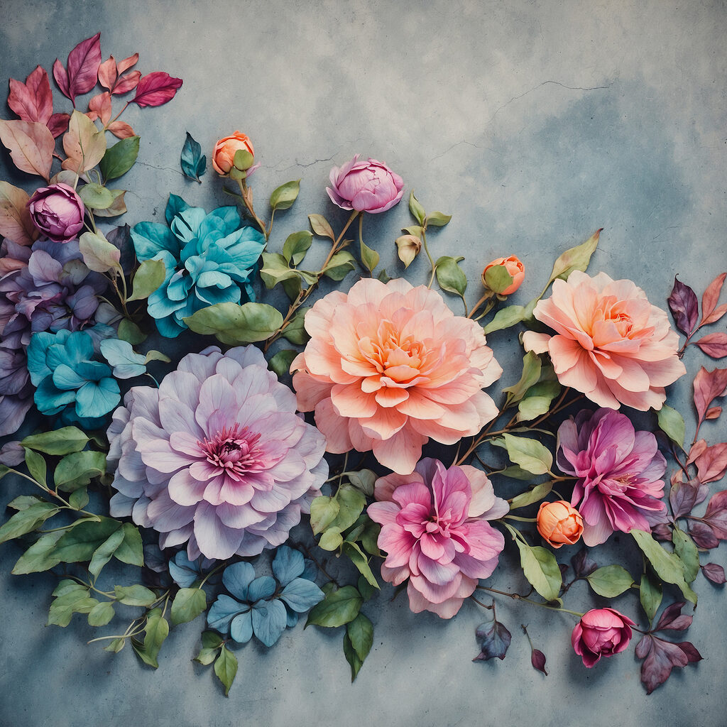 Group of colorful flowers