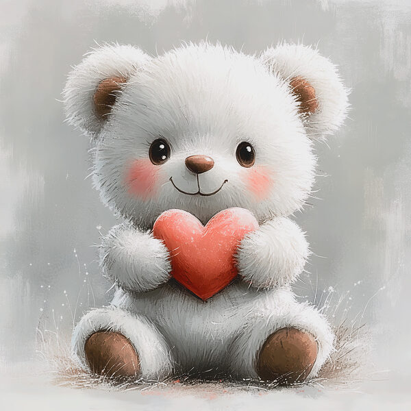 White teddy bear holding a heart White teddy bear holding a heart