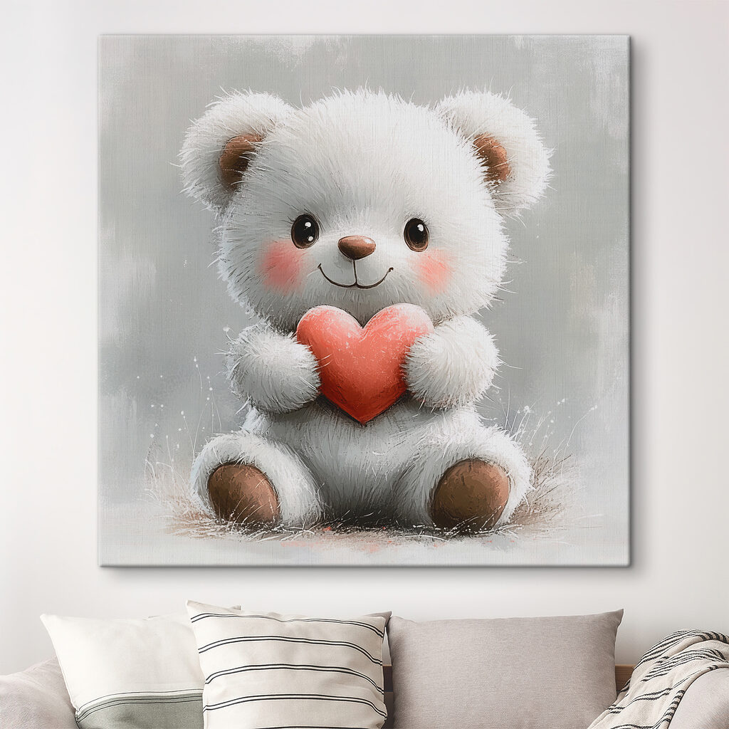White teddy bear holding a heart White teddy bear holding a heart