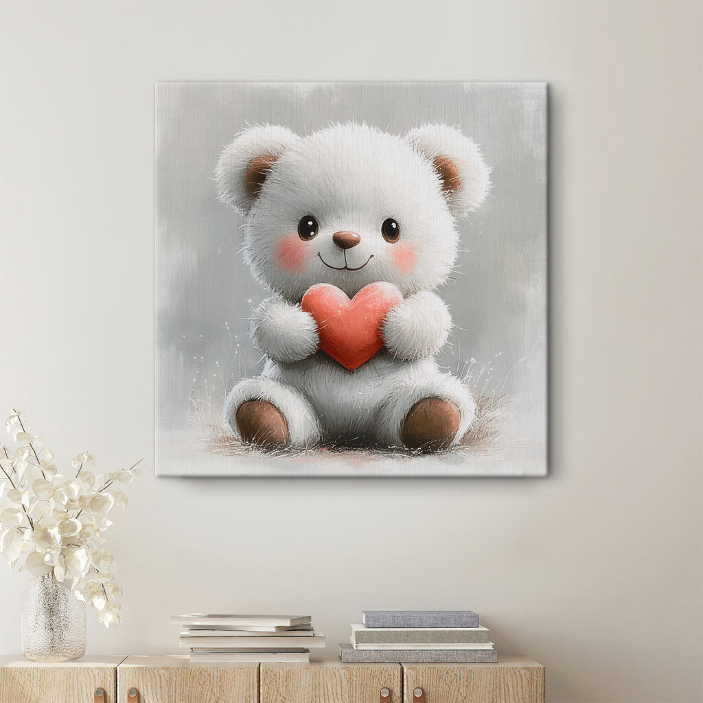 White teddy bear holding a heart White teddy bear holding a heart