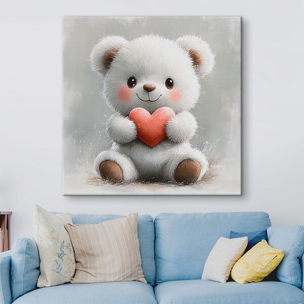 White teddy bear holding a heart White teddy bear holding a heart