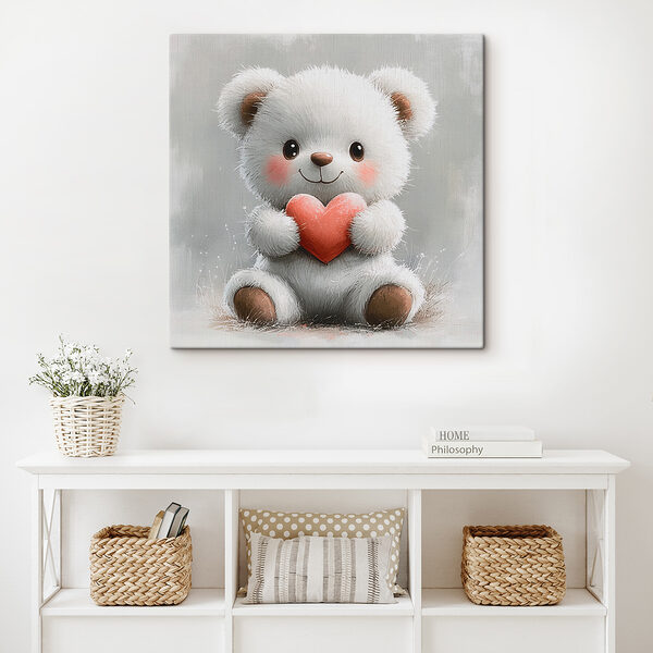 White teddy bear holding a heart White teddy bear holding a heart