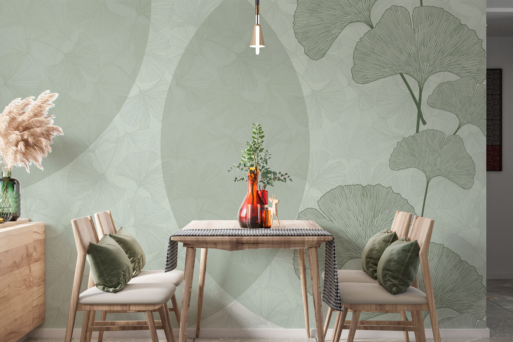 Green and white background with circles and lines