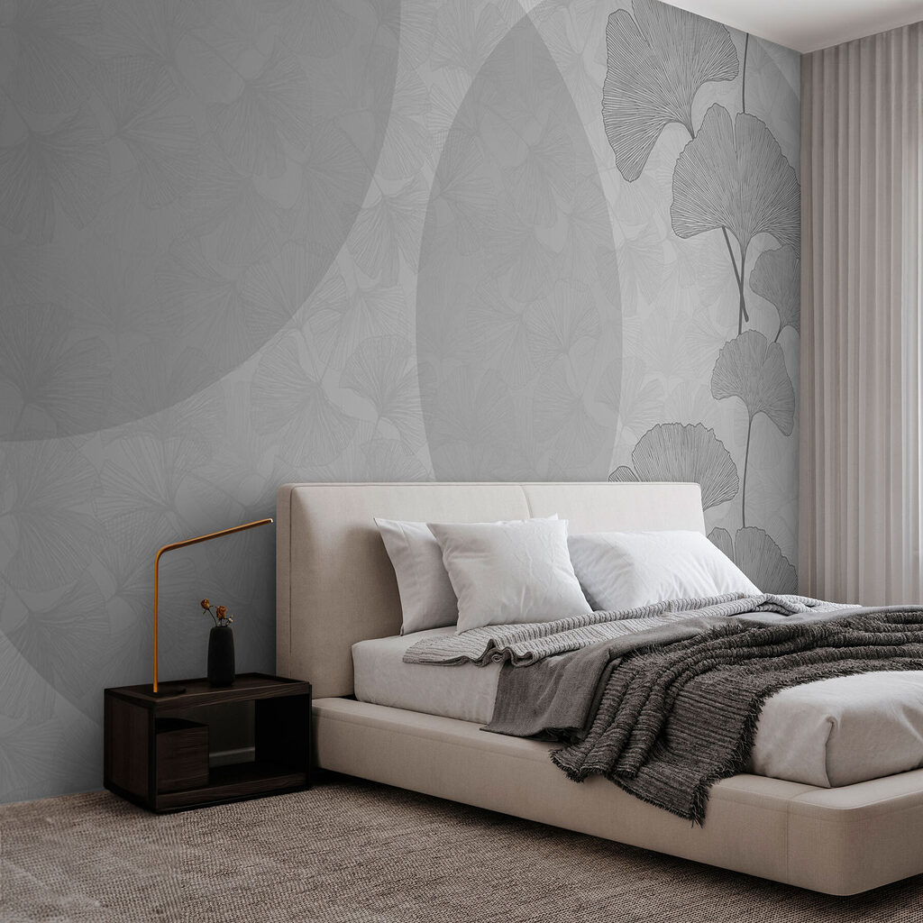 Grey and white background with circles and lines
