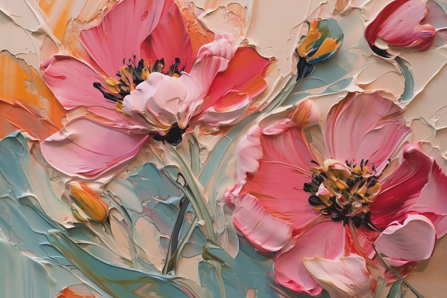 Painting of flowers on a canvas