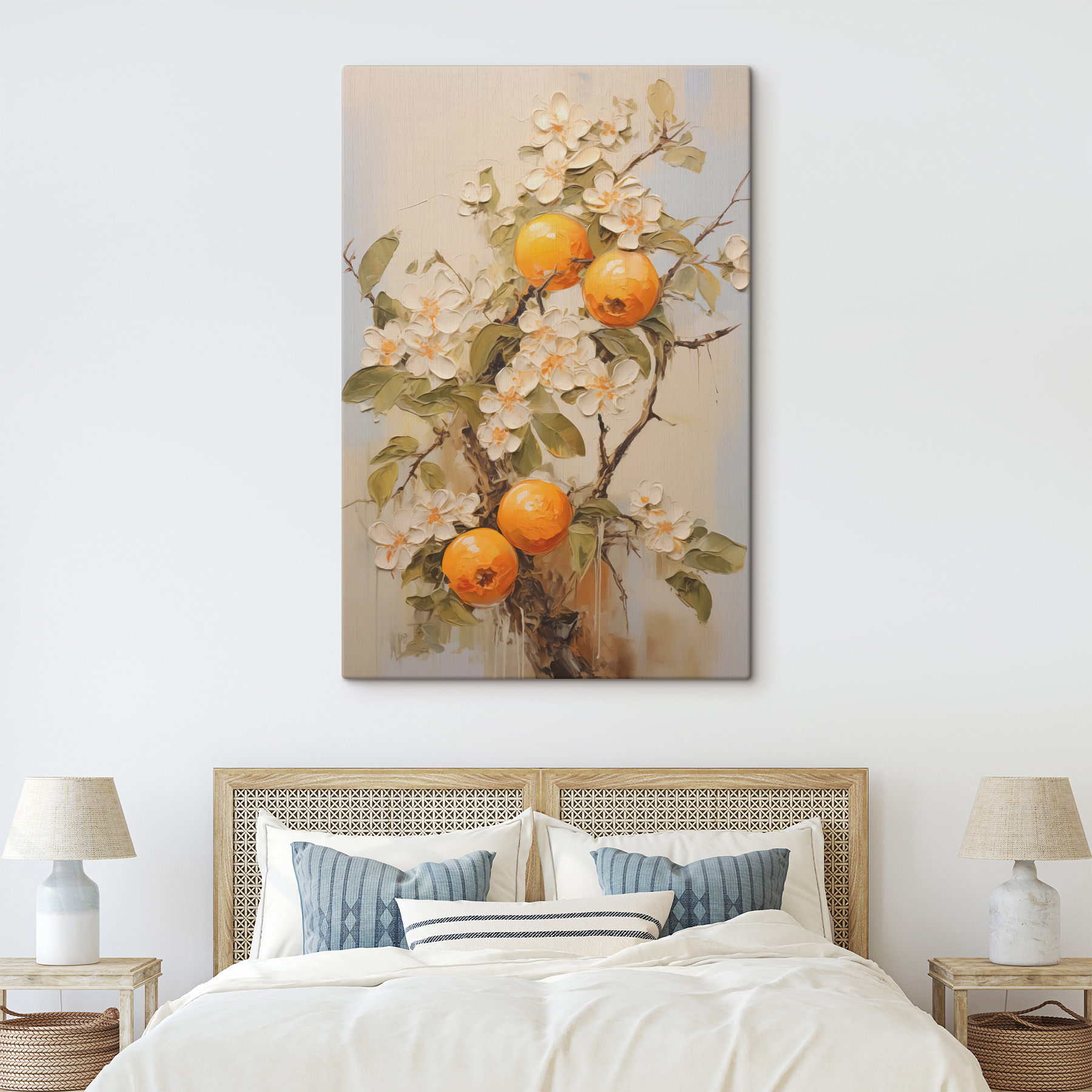 Painting of oranges and flowers Painting of oranges and flowers