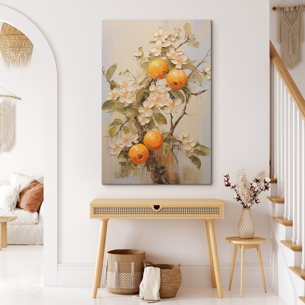 Painting of oranges and flowers Painting of oranges and flowers