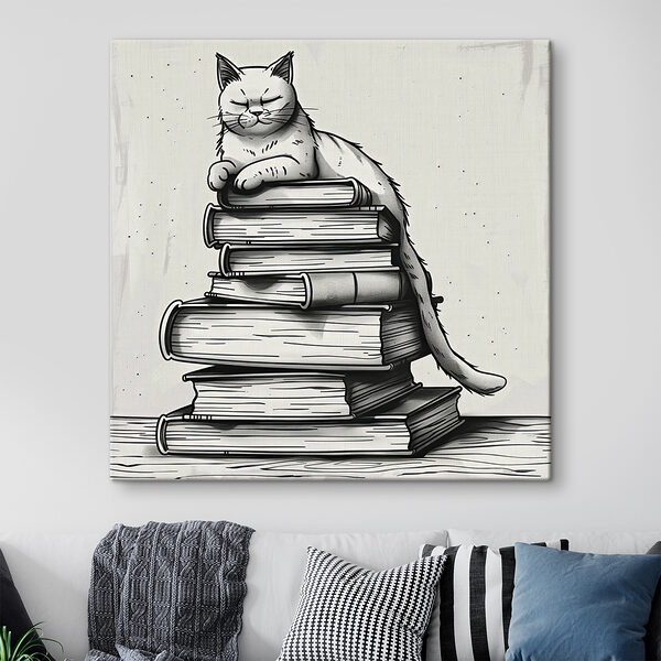 Кіт сидить на стосі книг Кіт сидить на стосі книг