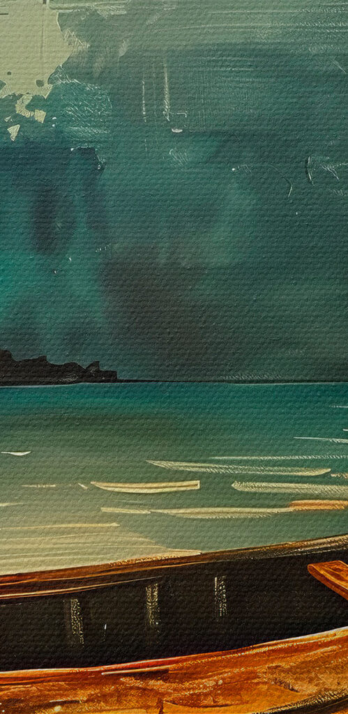 Boat in the water with a full moon in the background Boat in the water with a full moon in the background