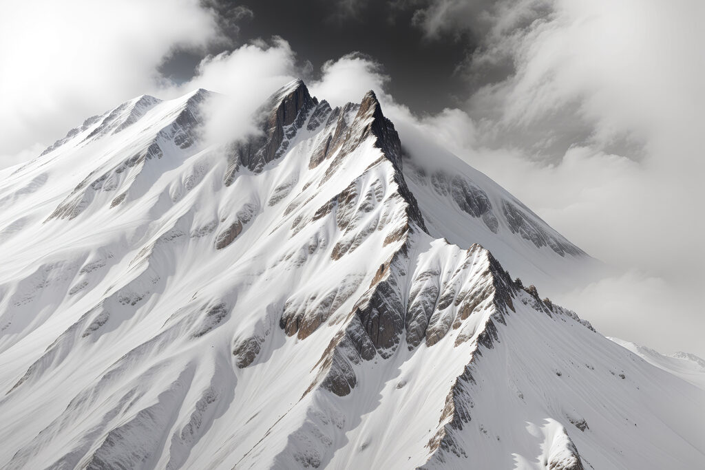 Mountain with snow and clouds Mountain with snow and clouds