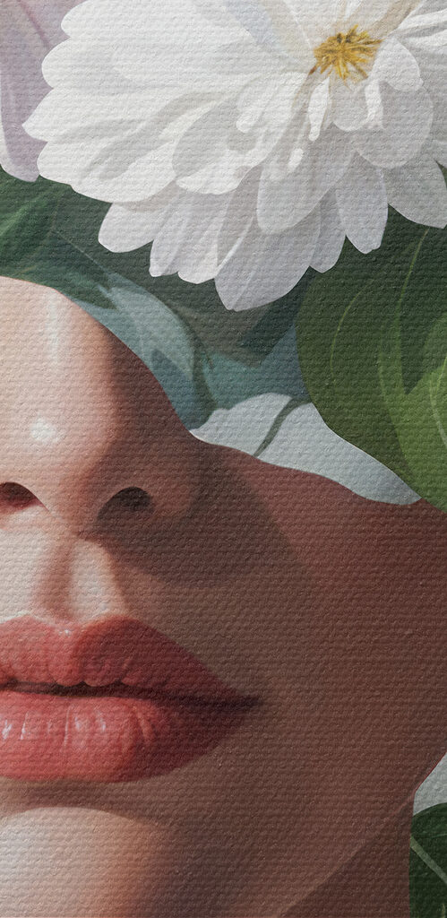 Woman with flowers on her head