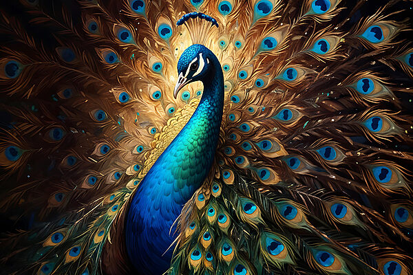 Peacock with its tail feathers spread out Peacock with its tail feathers spread out