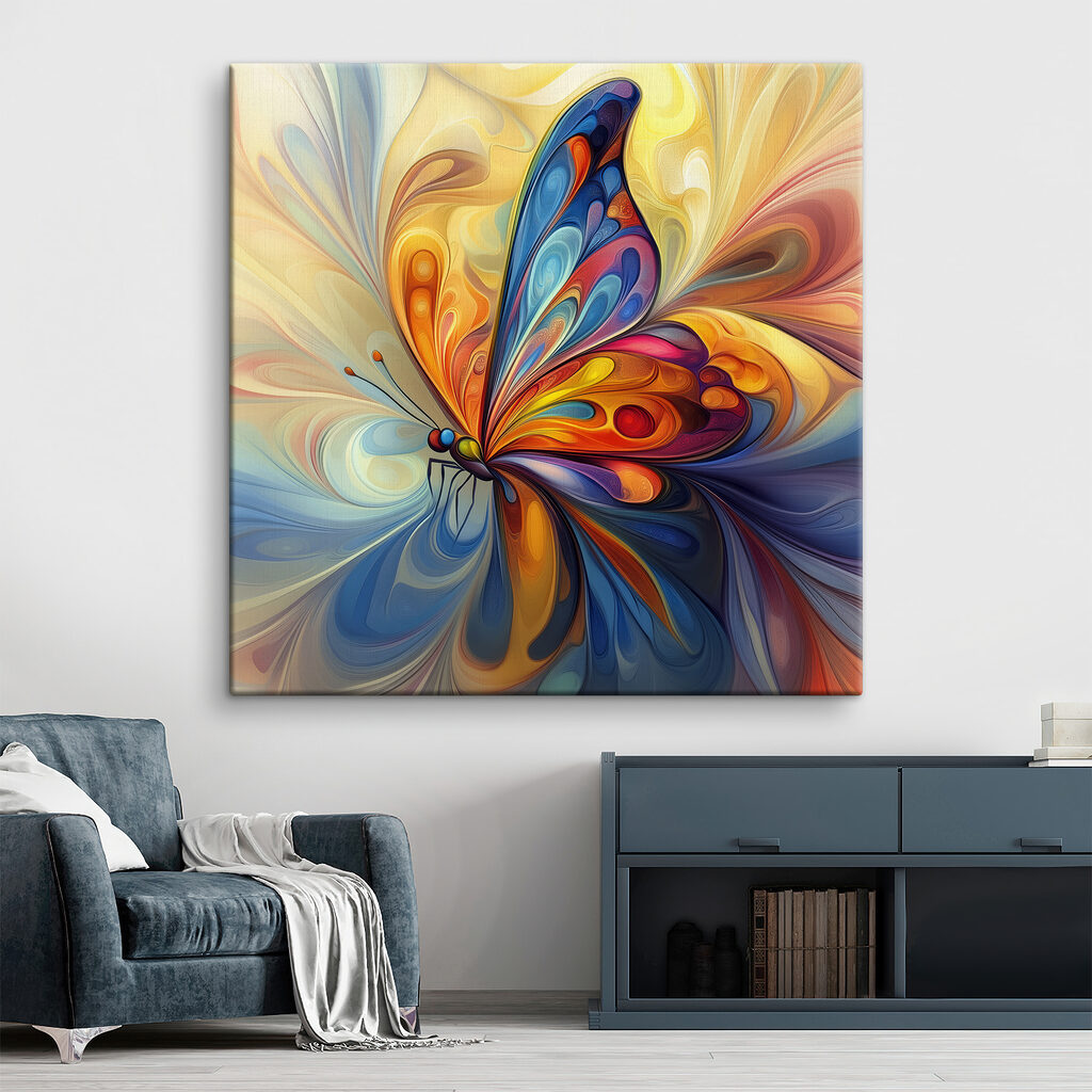 Colorful butterfly with a swirly pattern