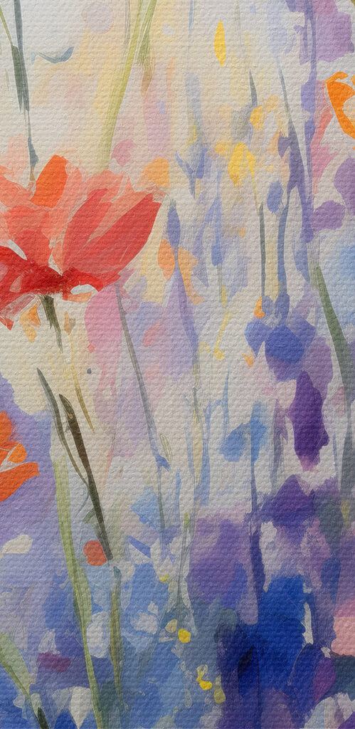 Painting of flowers in a field