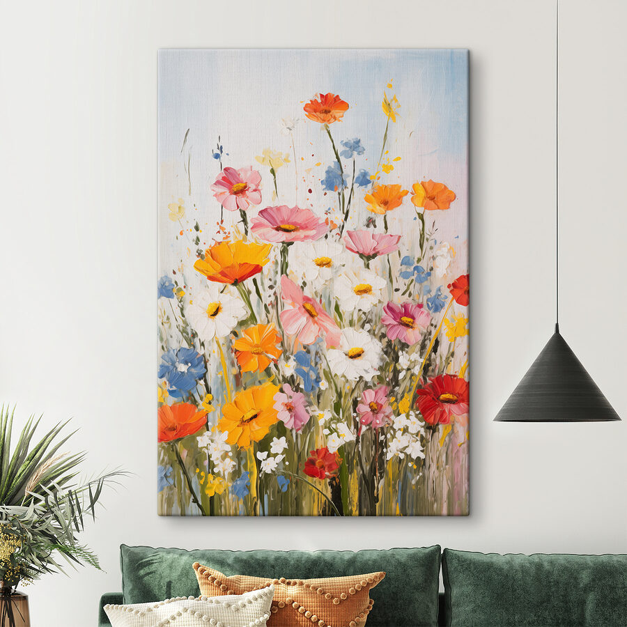Painting of flowers on a wall Painting of flowers on a wall