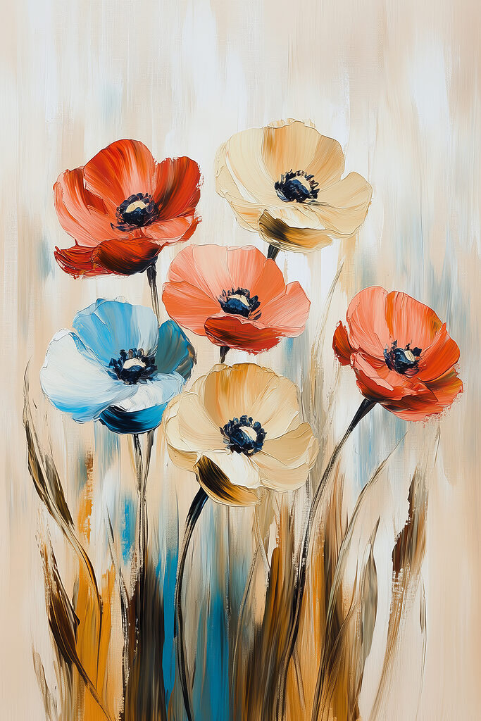 Painting of flowers on a canvas Painting of flowers on a canvas