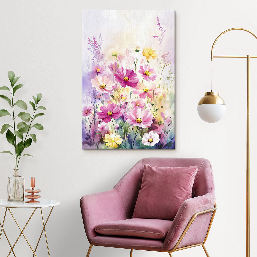 Painting of flowers in a field Painting of flowers in a field