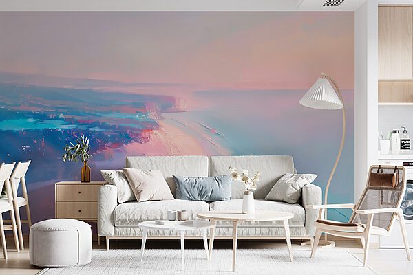 Фотошпалери Фотошпалери Пляж з рожево-блакитним небом (Артикул: w01493)