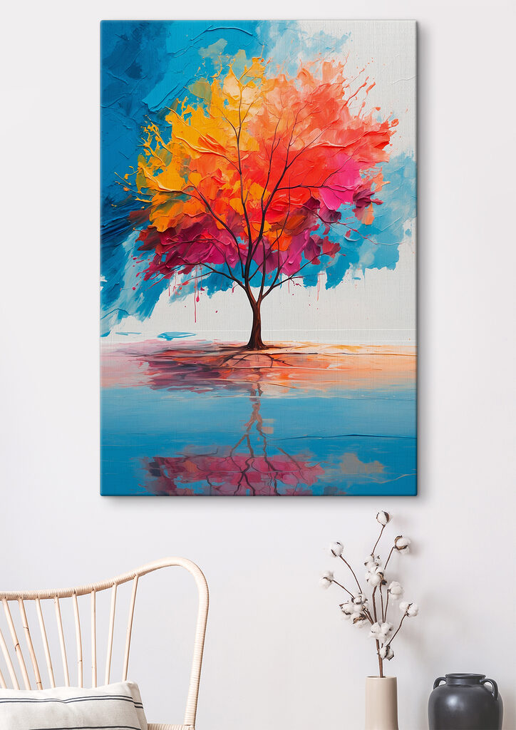 Painting of a colorful tree