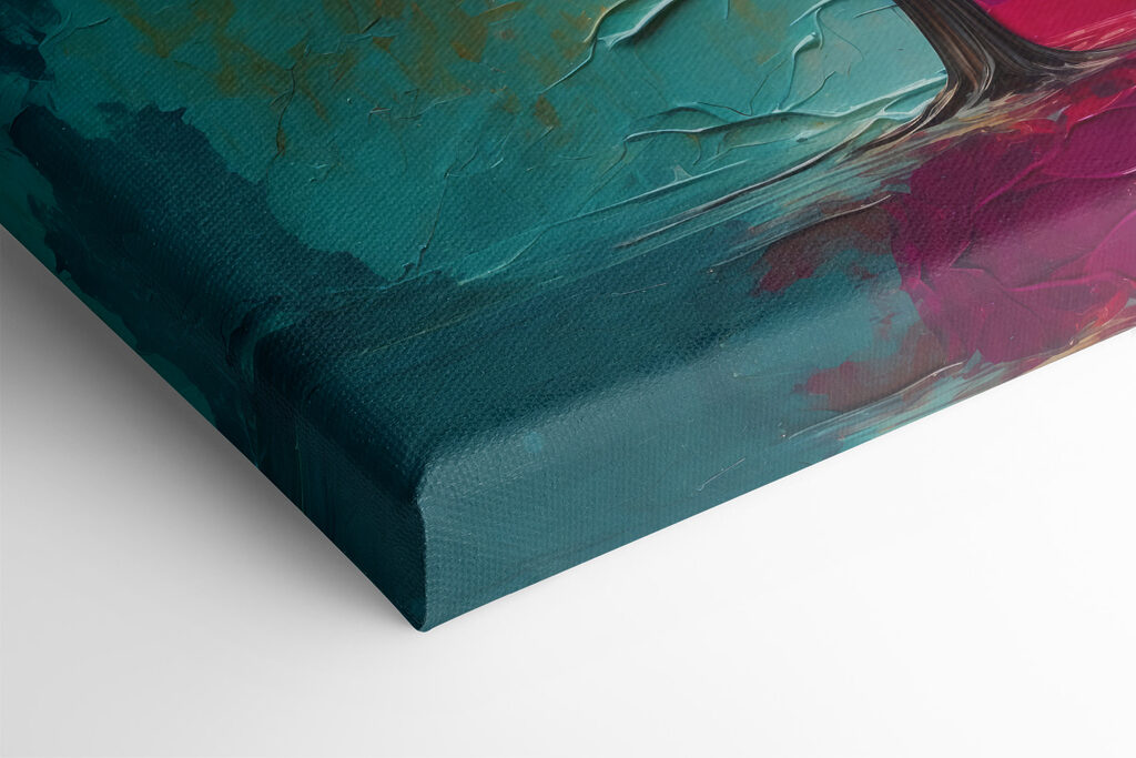 Painting of a tree with orange and blue leaves