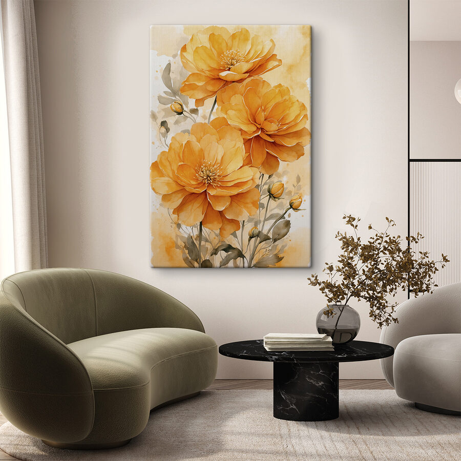 Painting of orange flowers Painting of orange flowers