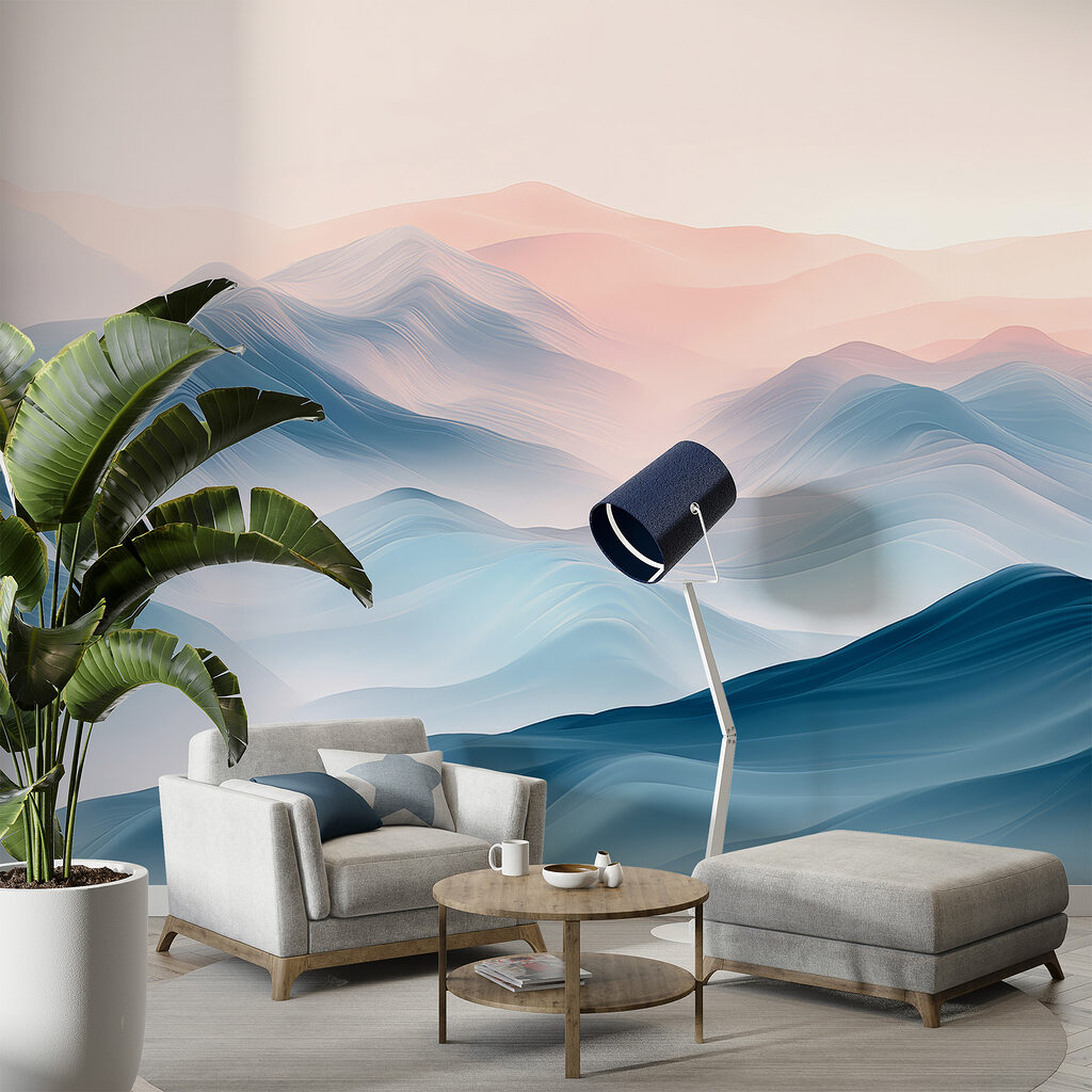 Landscape of mountains with fog