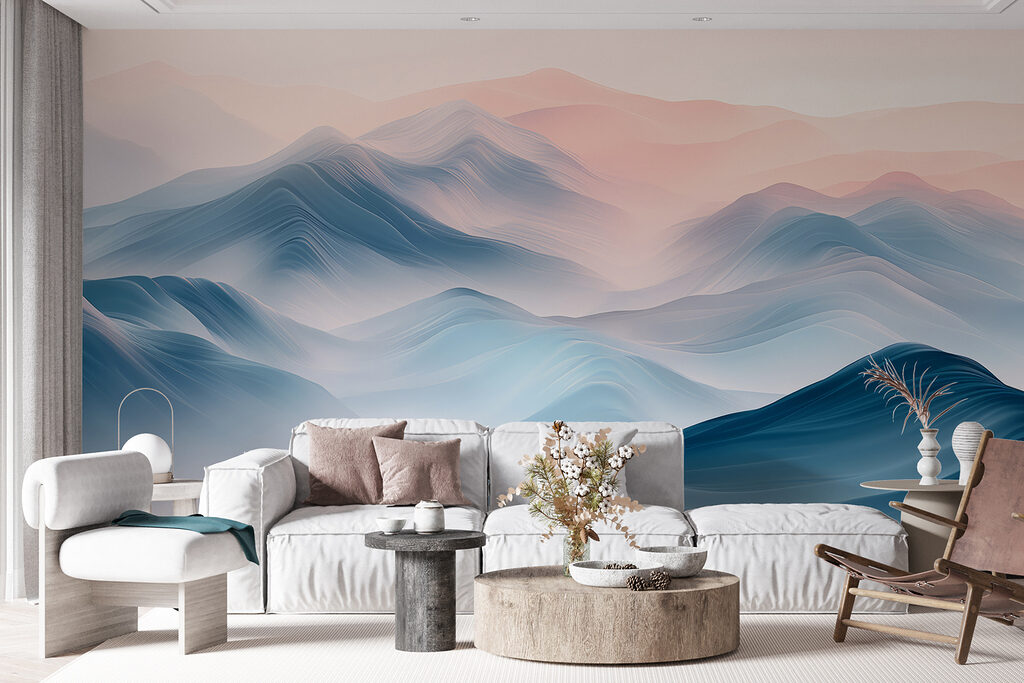 Landscape of mountains with fog