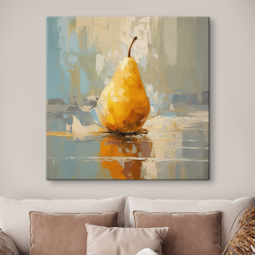 Yellow pear on a reflective surface Yellow pear on a reflective surface