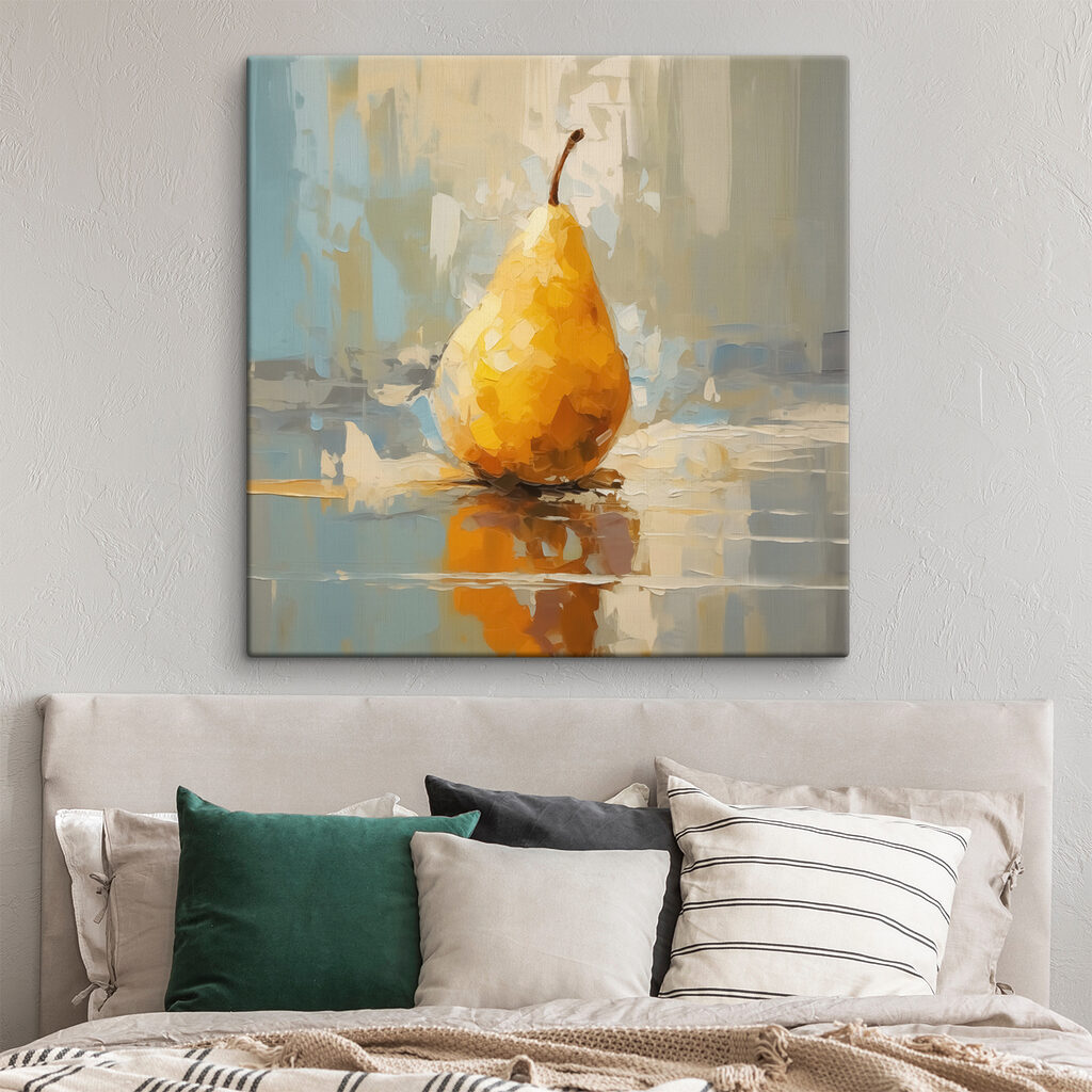 Yellow pear on a reflective surface Yellow pear on a reflective surface