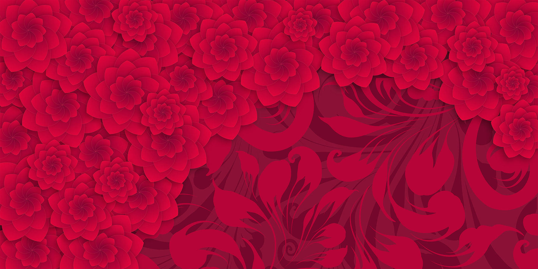 Red flower pattern on a red background Red flower pattern on a red background