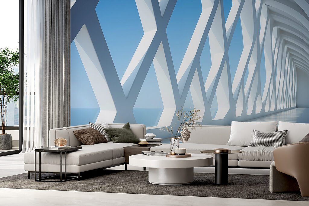 White wall with many windows