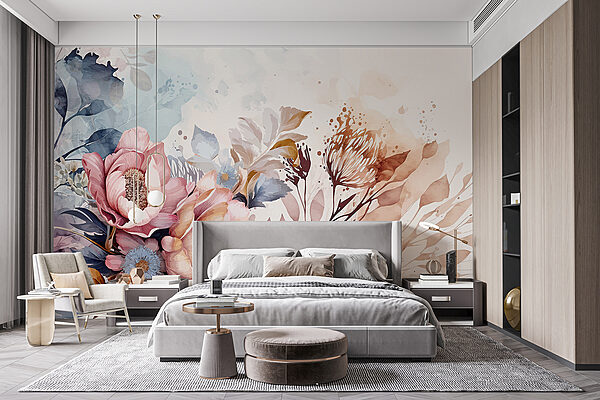 Painting of flowers and leaves