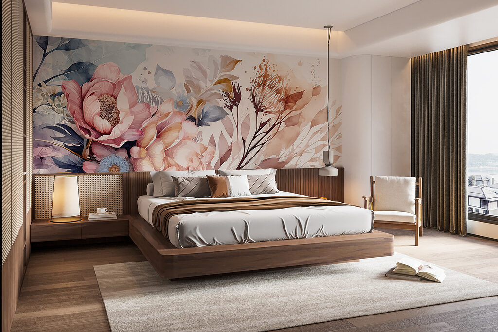 Painting of flowers and leaves