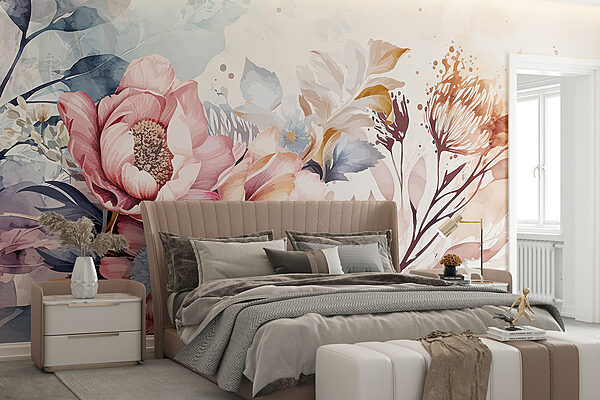 Painting of flowers and leaves