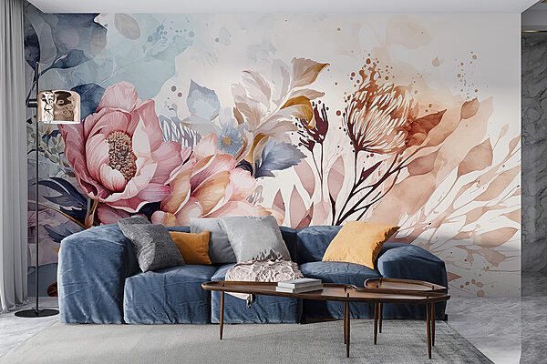 Painting of flowers and leaves