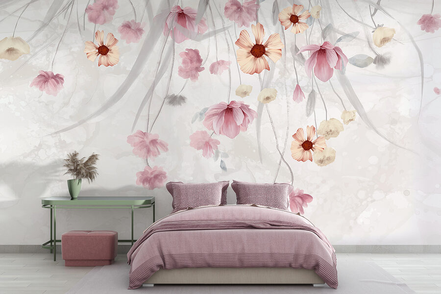 Painting of flowers on a white background Painting of flowers on a white background