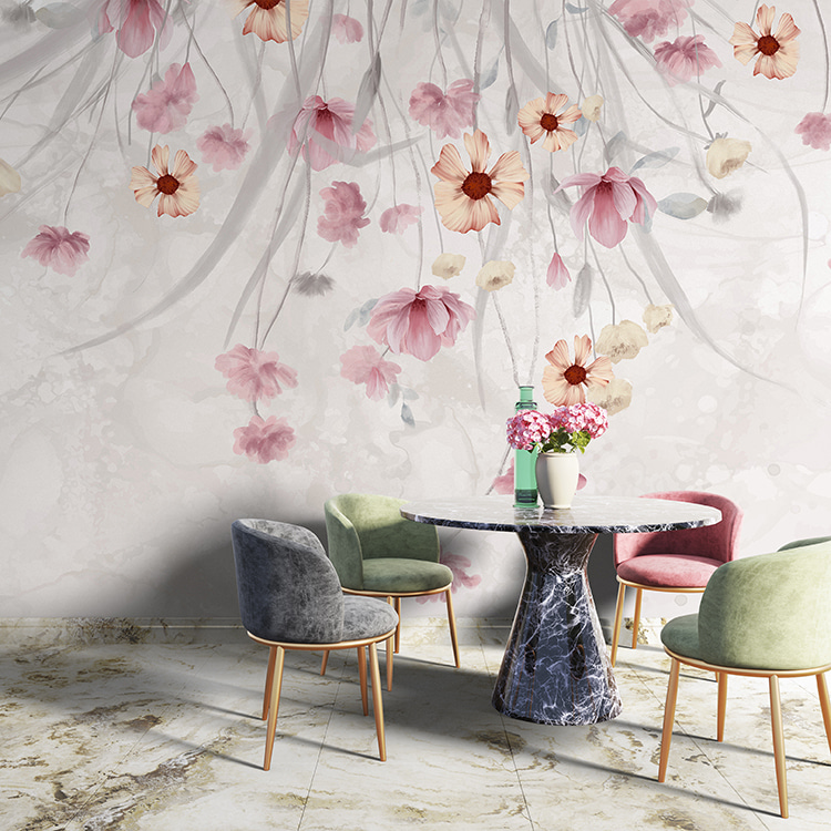 Painting of flowers on a white background Painting of flowers on a white background