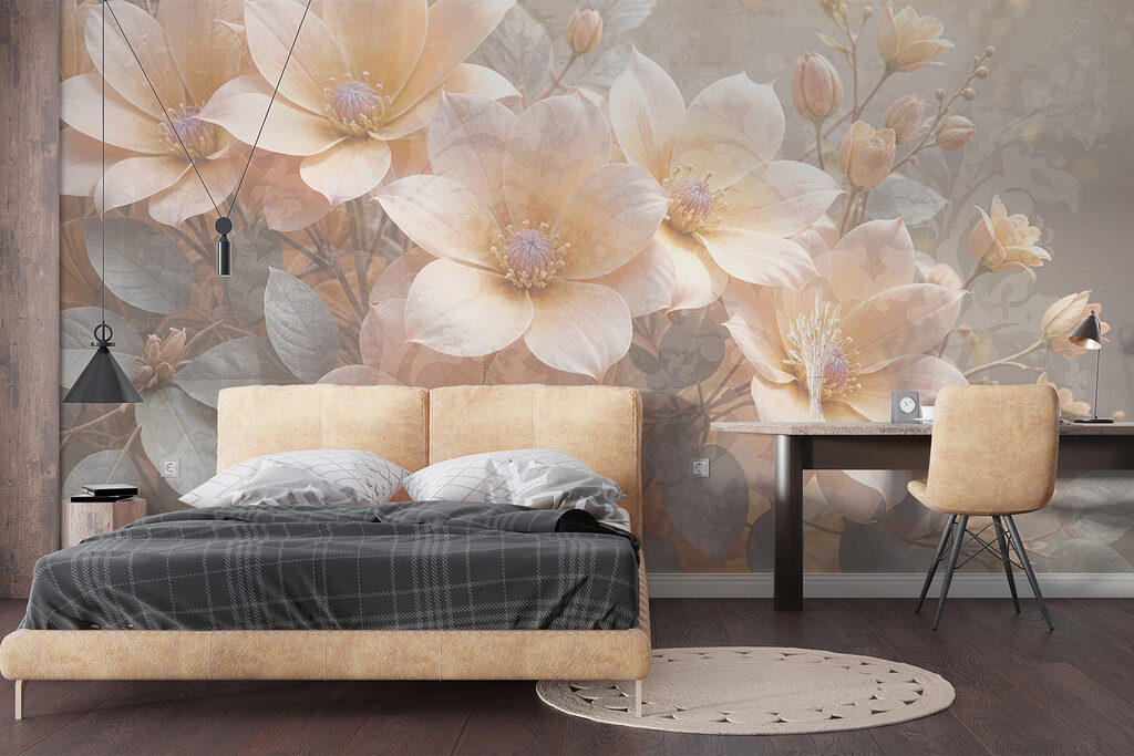 Group of flowers with leaves