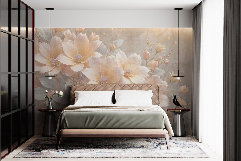 Group of flowers with leaves