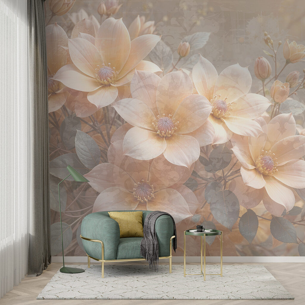 Group of flowers with leaves