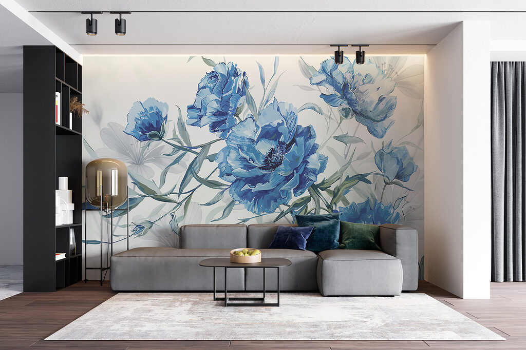 Blue flowers on a white background Blue flowers on a white background