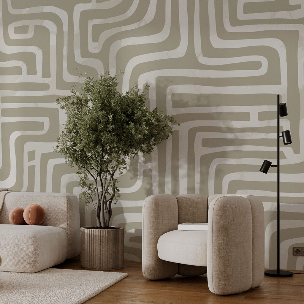 Maze pattern on a white surface