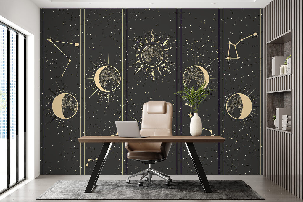 Group of banners with moon and stars