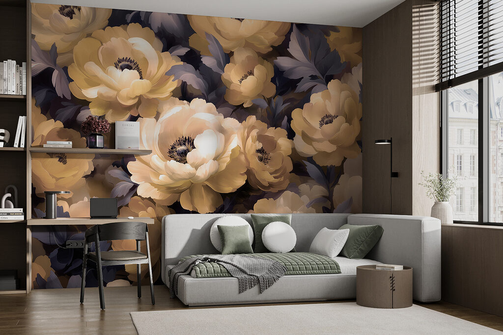 Group of flowers with leaves